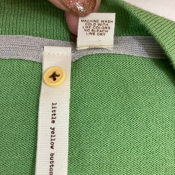 Anthropologie green button up cardigan ladies medium cotton Modal V-neck sweater - Picture 5 of 8